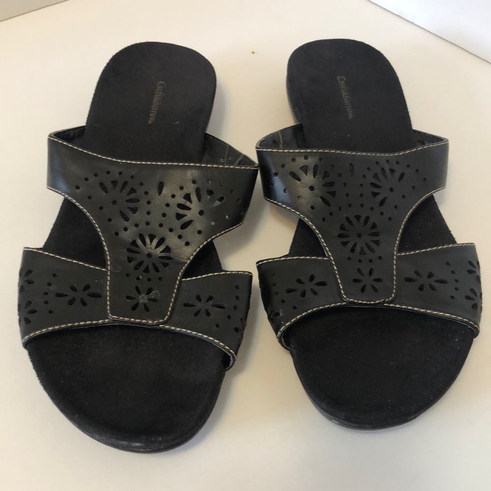Ladies Croft & Barrow Black Sandals Slides Womens Size 9.5M
